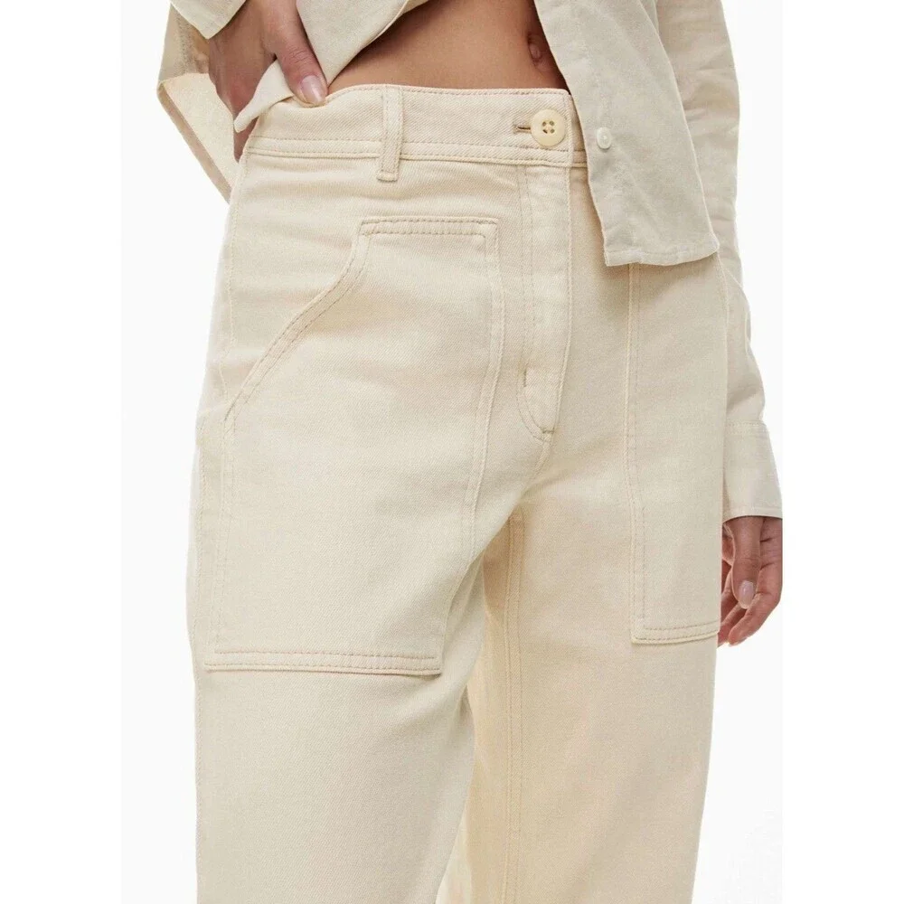 Wilfred Free Aritzia Modern Utility Straight Leg Women’s Pants Cream Sz 12 36x31
